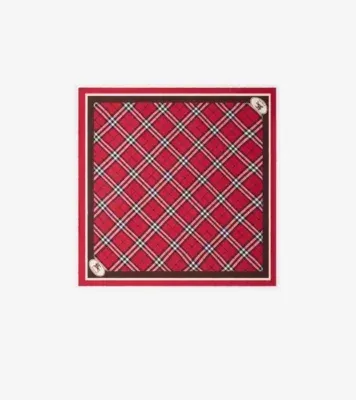 Check Silk Scarf in Post red