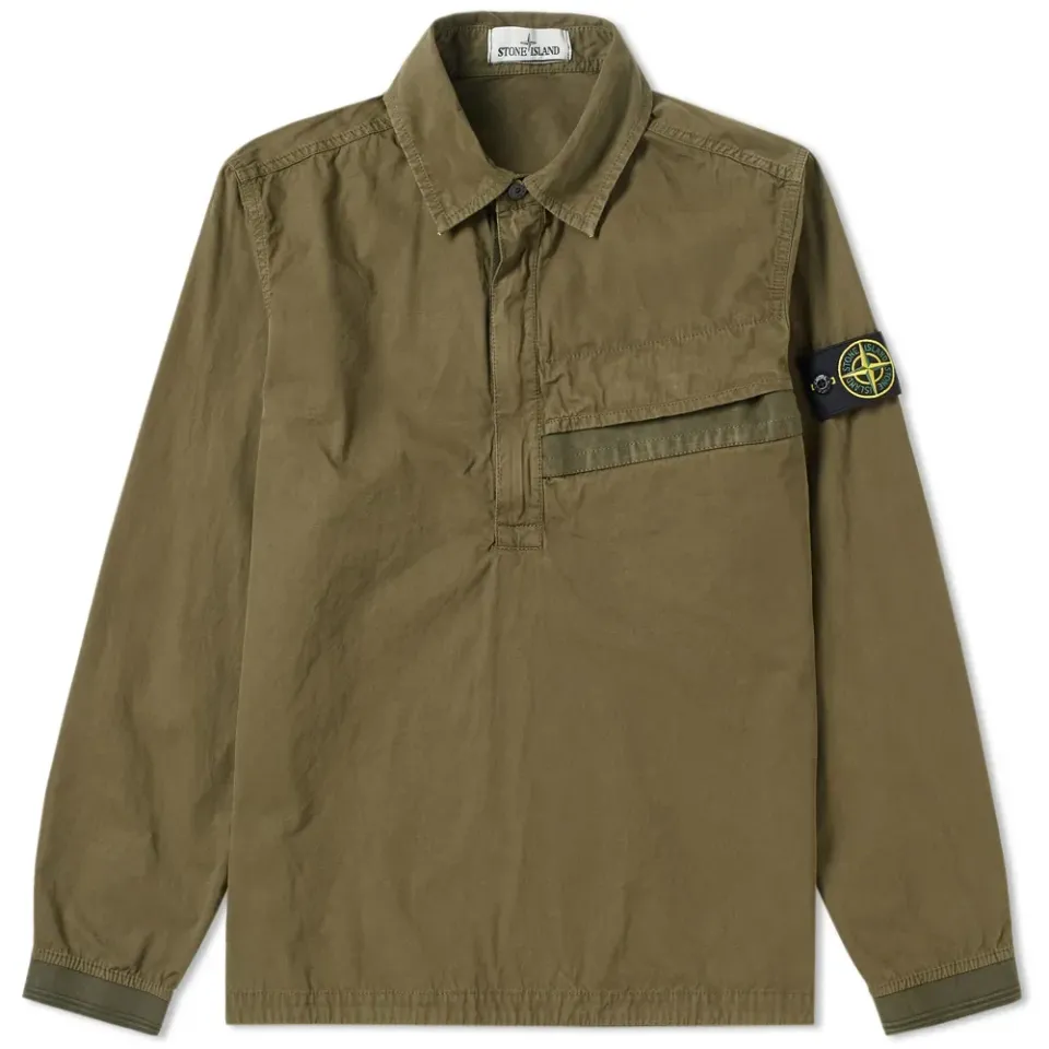 Tela Smerigliata Garment Dyed Popover Overshirt
