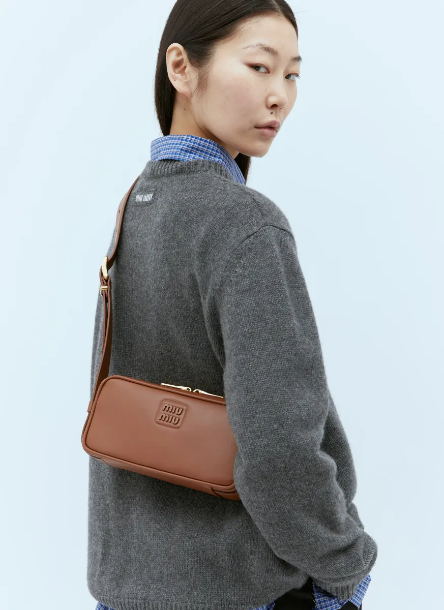 Logo Plaque Leather Shoulder Bag