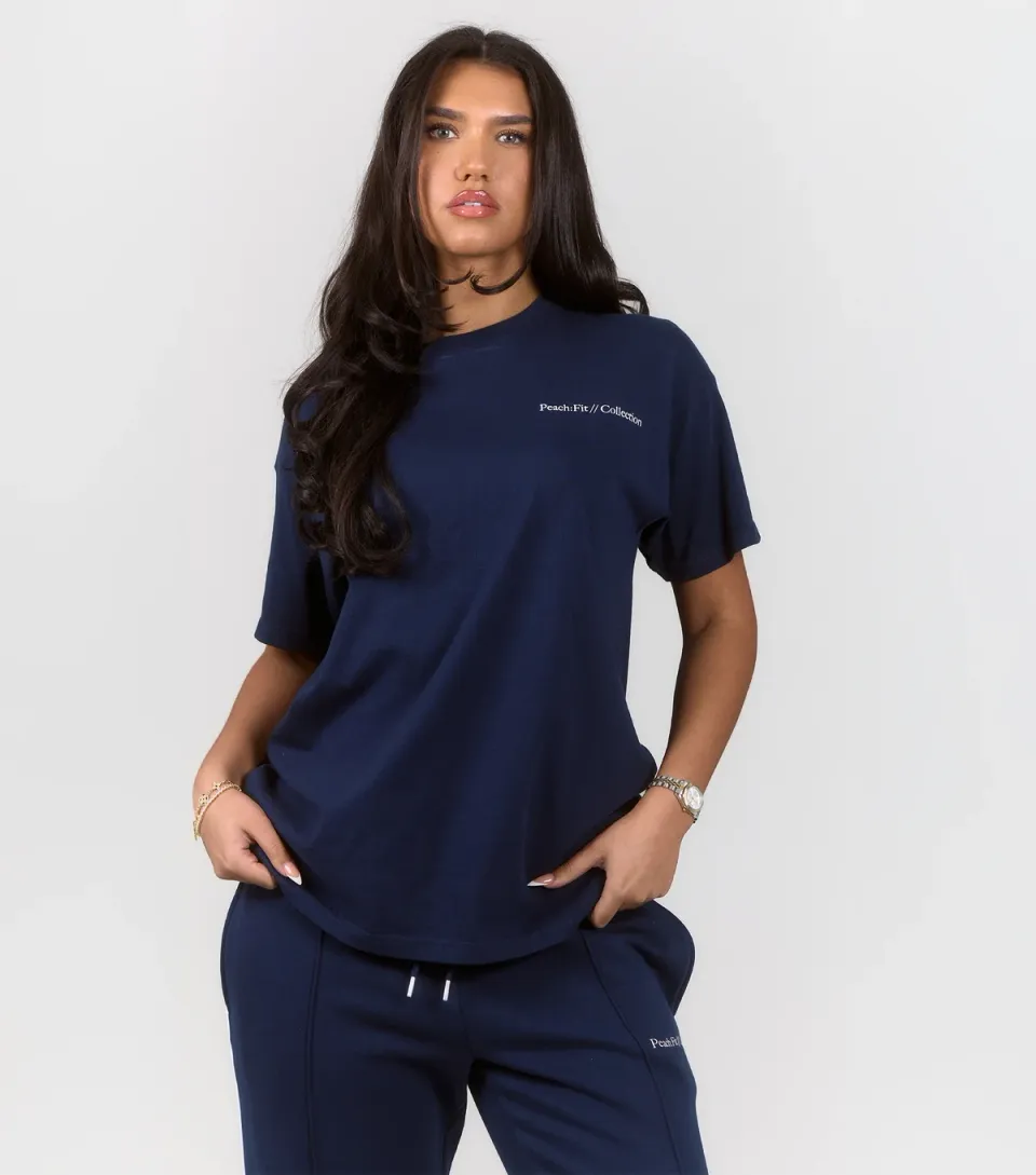 Women's Peach:Fit Navy Cotton Rich Rosa T-Shirt