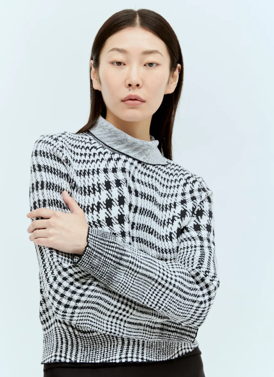 Warped Houndstooth Wool-Blend Sweater