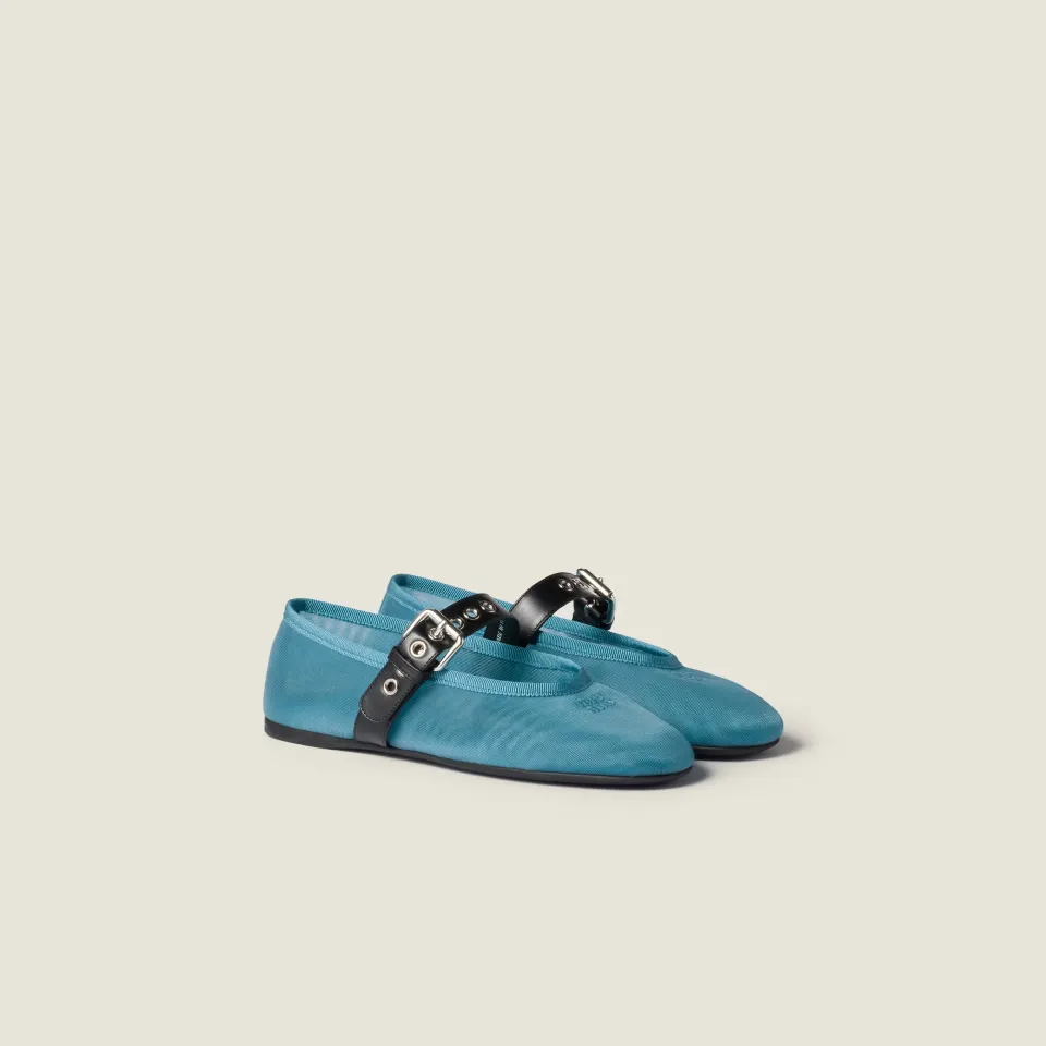 Mesh fabric ballerinas
