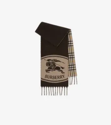 Reversible Knight Stamp Scarf in Vole brown