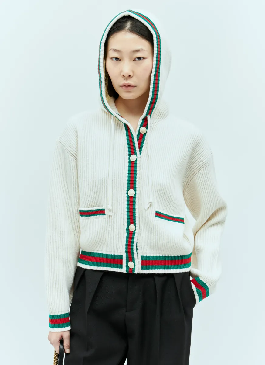 Web Stripe Trim Knit Cardian
