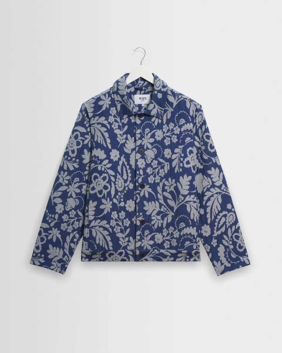 Iggy - Blue and Ecru Floral Jacquard Jacket