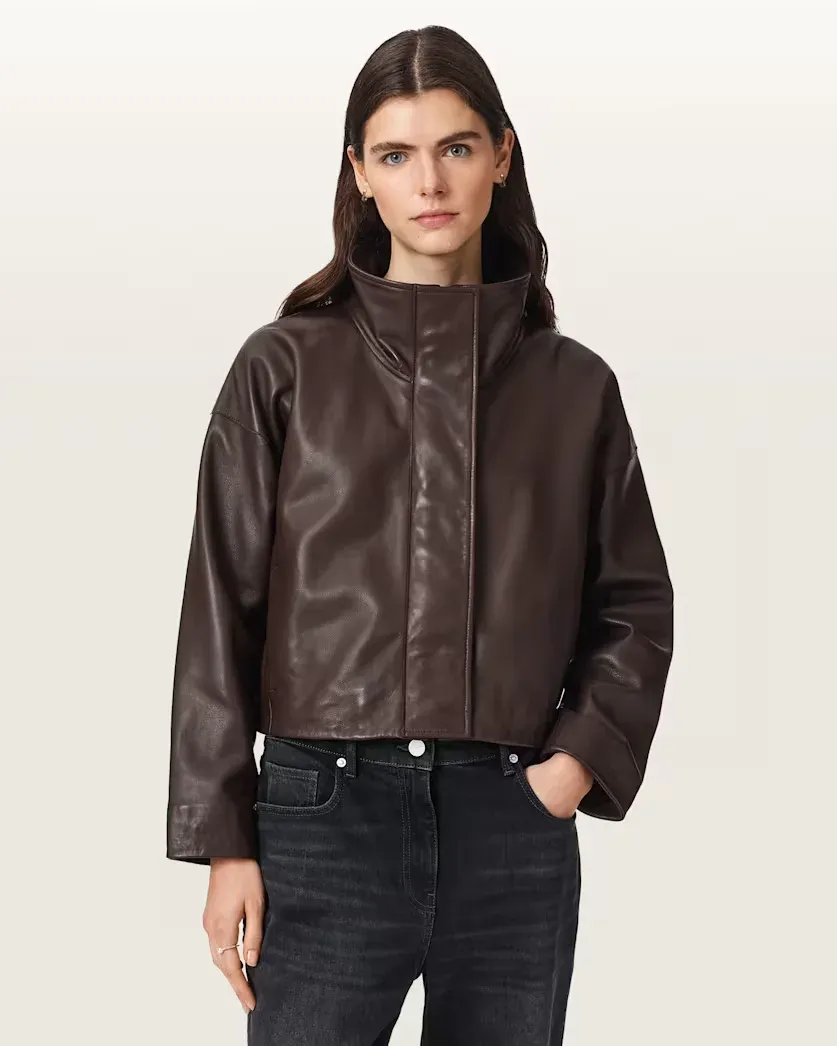 Ryder Funnel Neck Leather Jacket