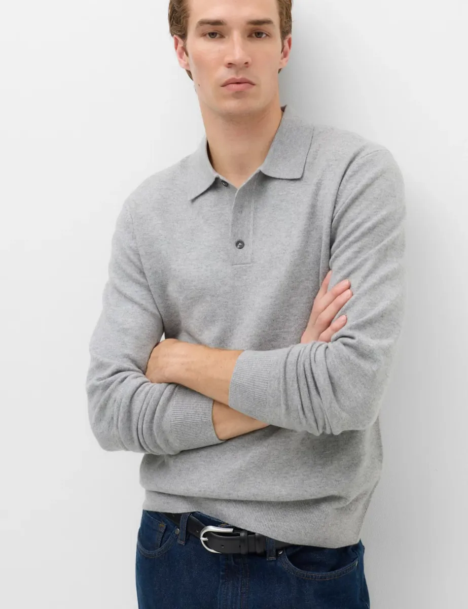 Air-Yarn Polo Jumper Grey