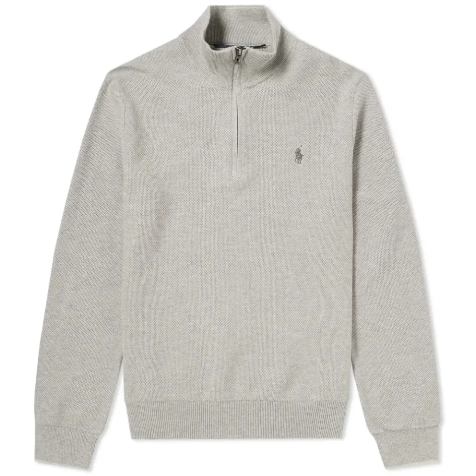 Textured Cotton Half Zip Knit