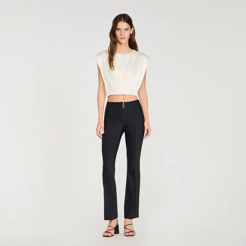 Pleat and zip trousers