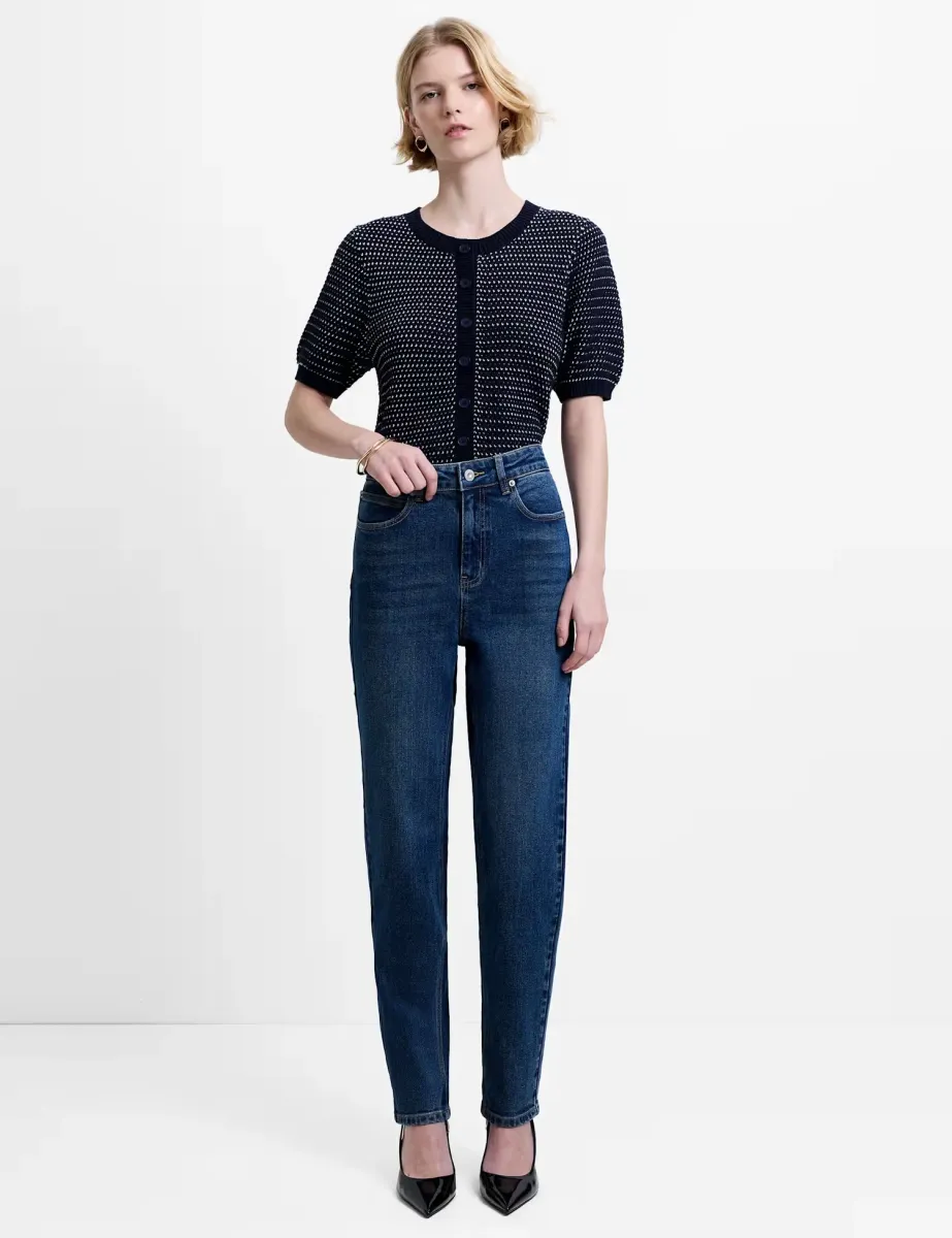 High Waisted Slim Fit Jeans Blue Denim