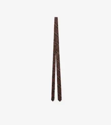 Skinny Check Silk Tie in Kiln brown