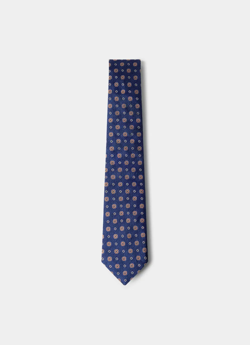 Silk Medallion Flower Tie - Made in Italy