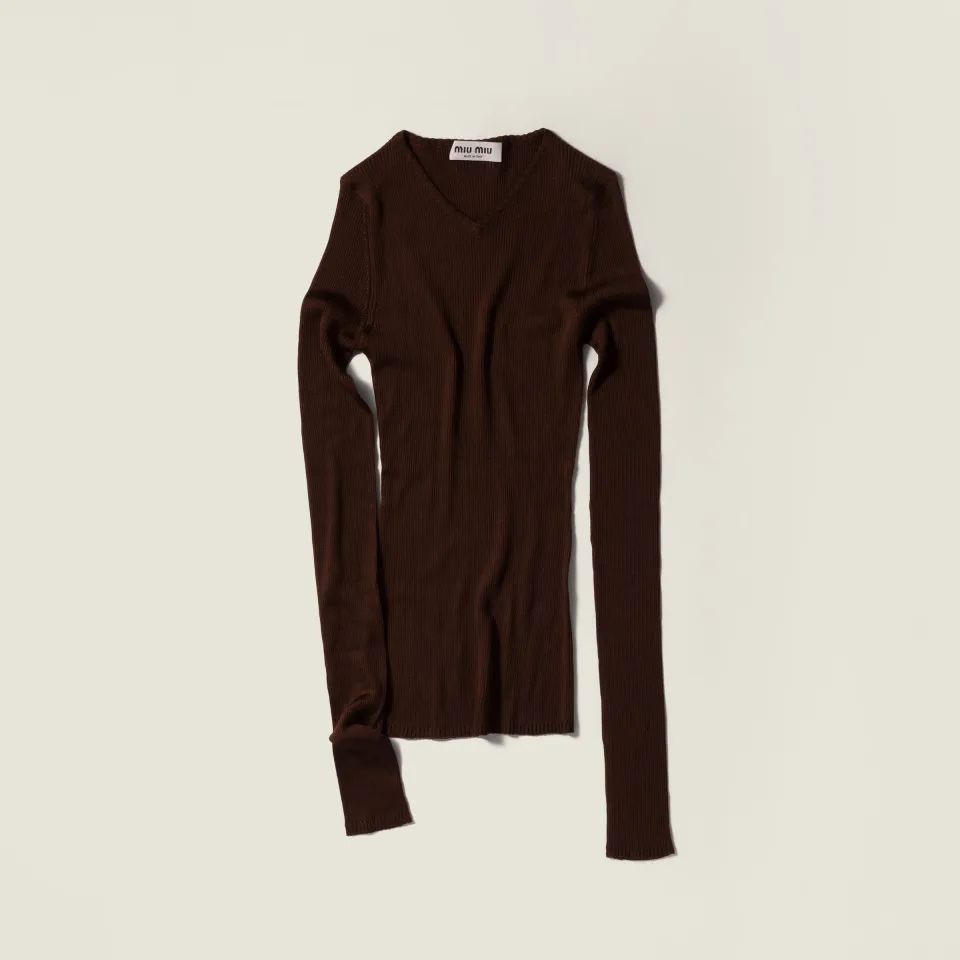 Silk V-neck sweater