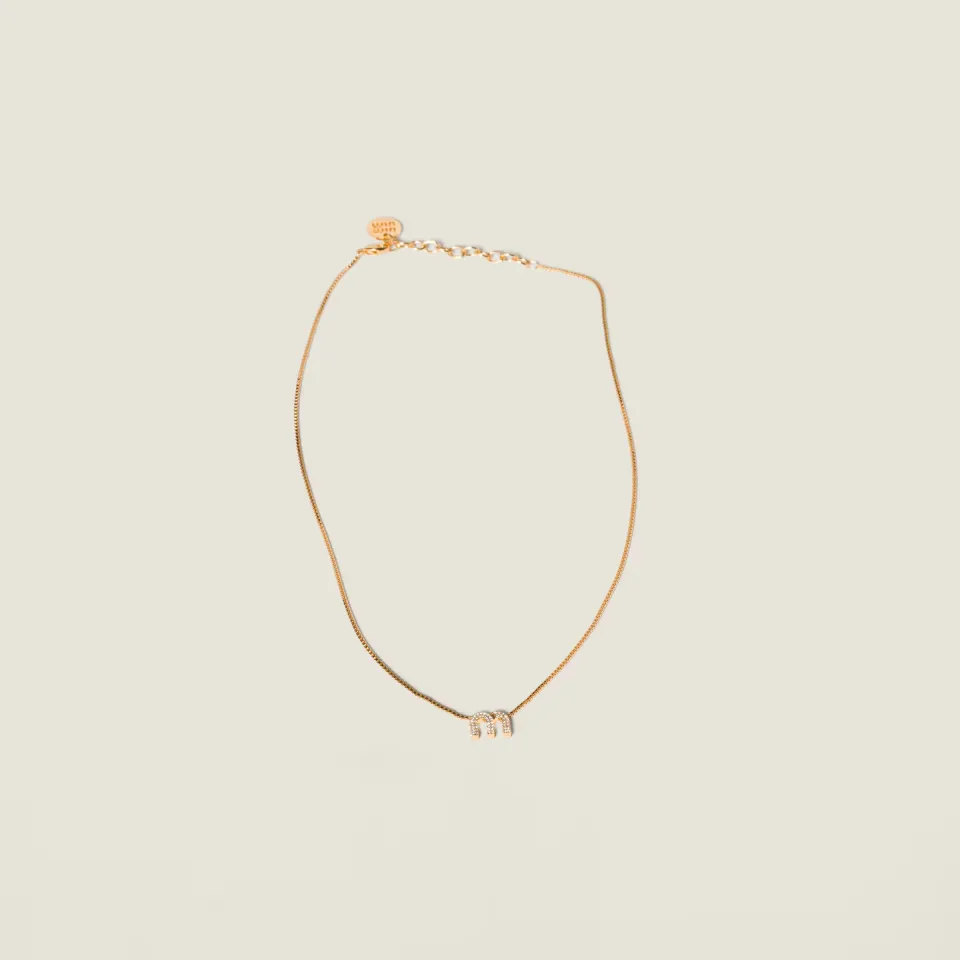 Metal necklace with crystals