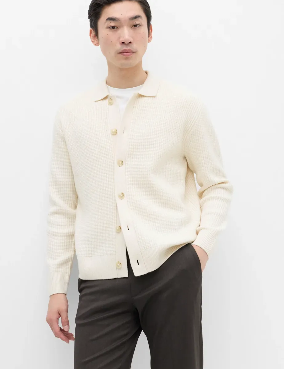 Air Yarn Button Through Cardigan Ecru