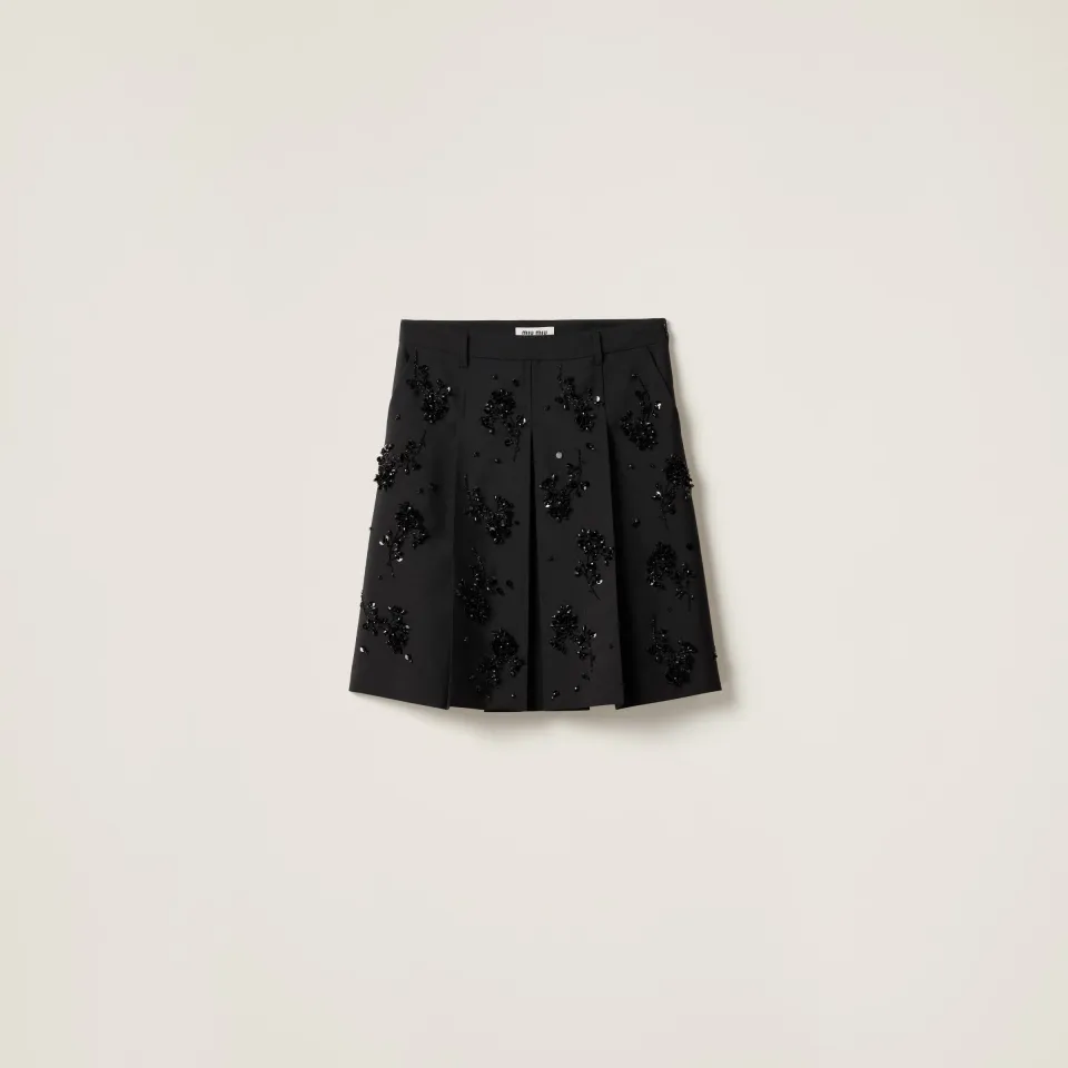 Embroidered kid mohair skirt