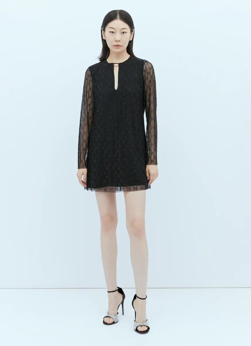 Tulle Interlocking GG Crystal Mini Dress
