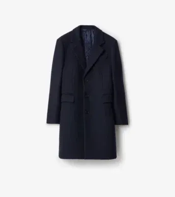 Wool Tailored Coat in Navy