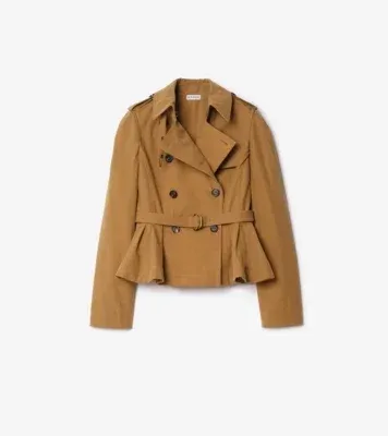 Cotton Isabella Trench Jacket in Teak brown
