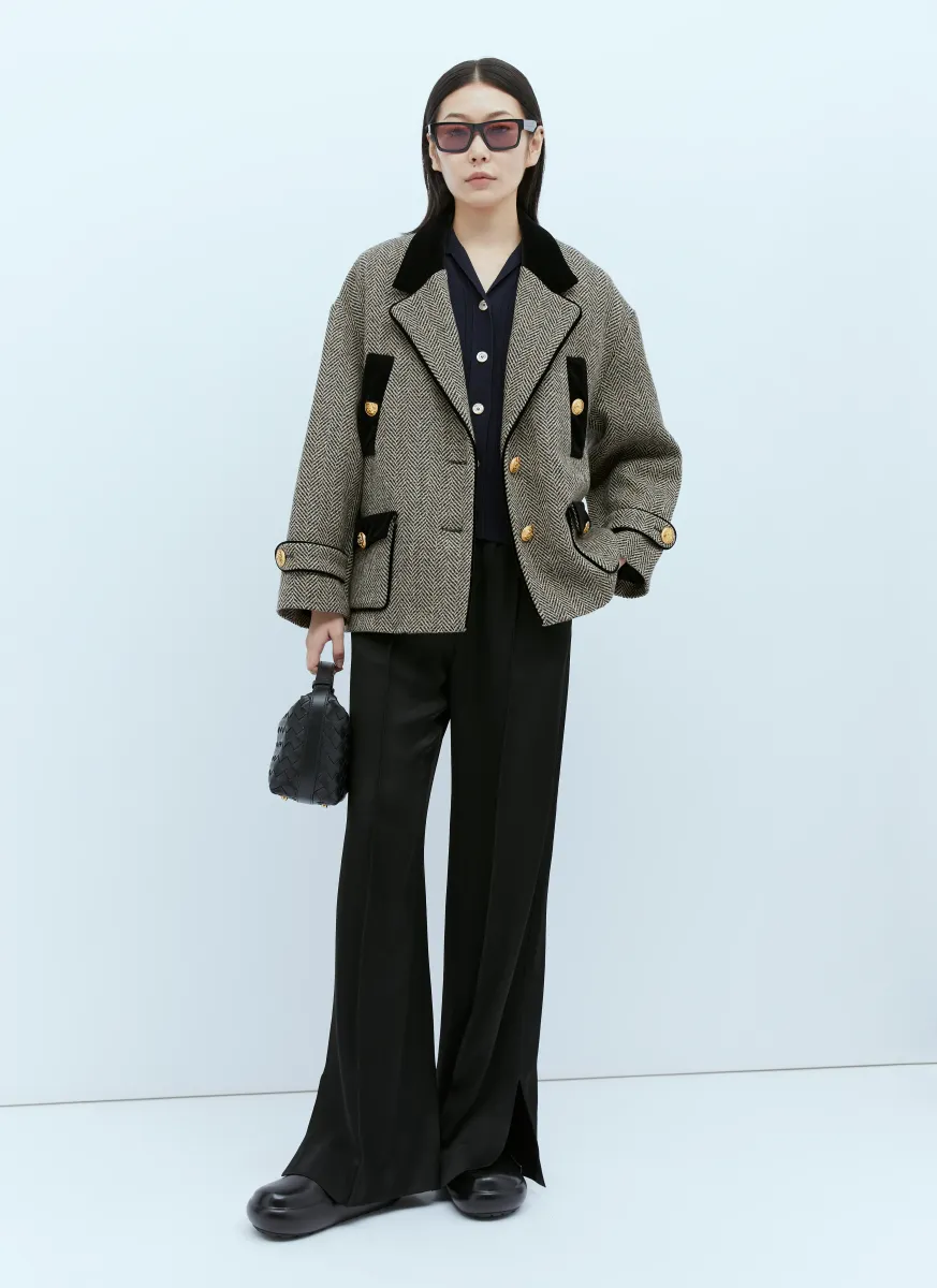 Wool Boucle Herringbone Jacket