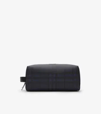 Check Travel Pouch in Navy - Men, Cotton, Technical