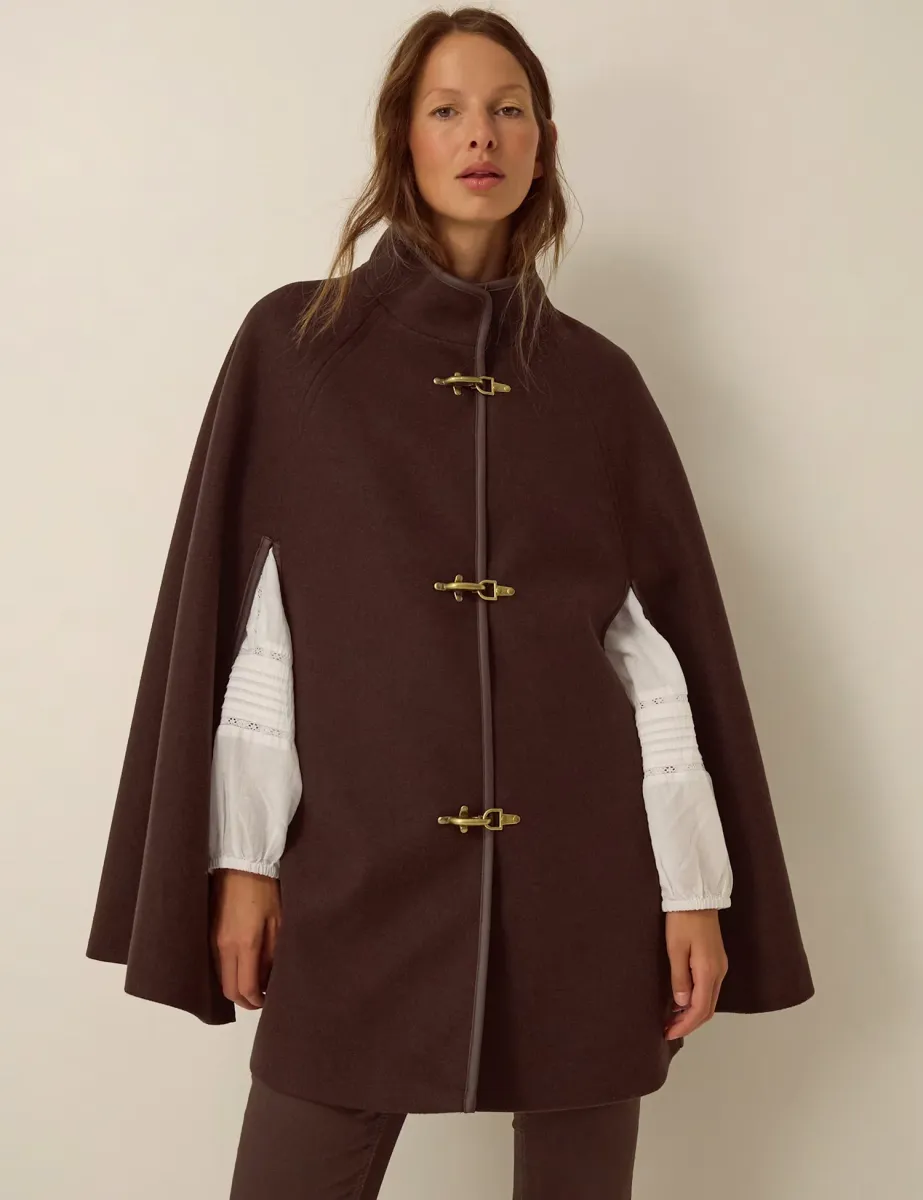Funnel Neck Coat Chocolate
