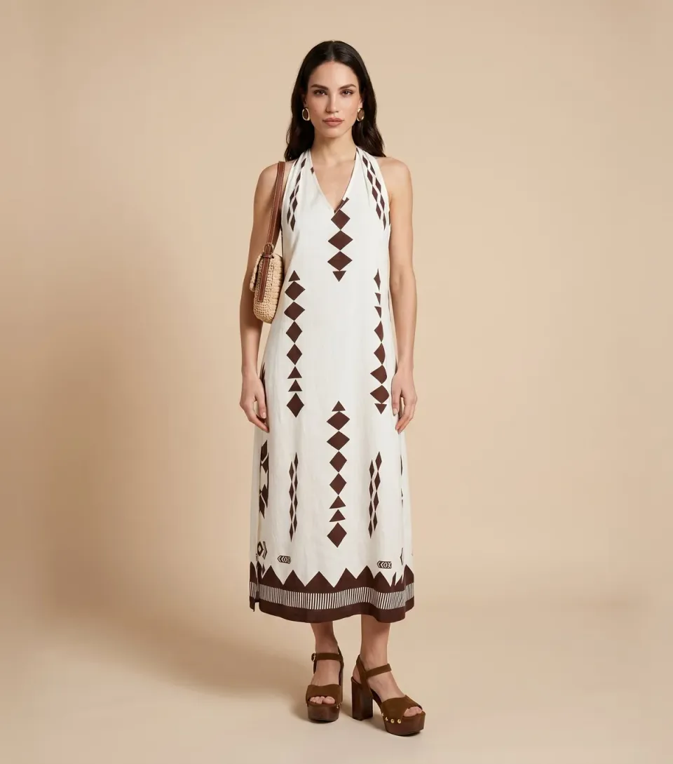 Women's Geometric Print Maxi Dress