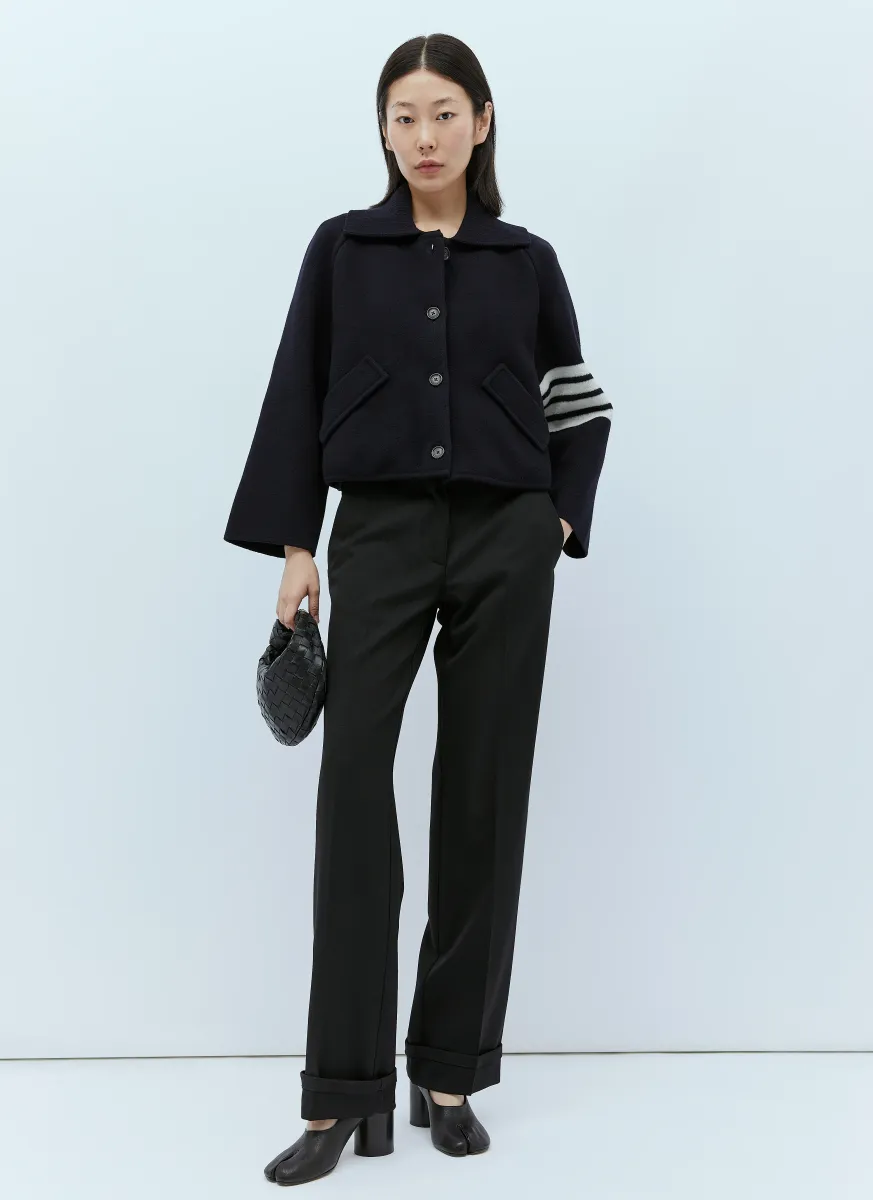 Knit Four Bar Cropped Coat