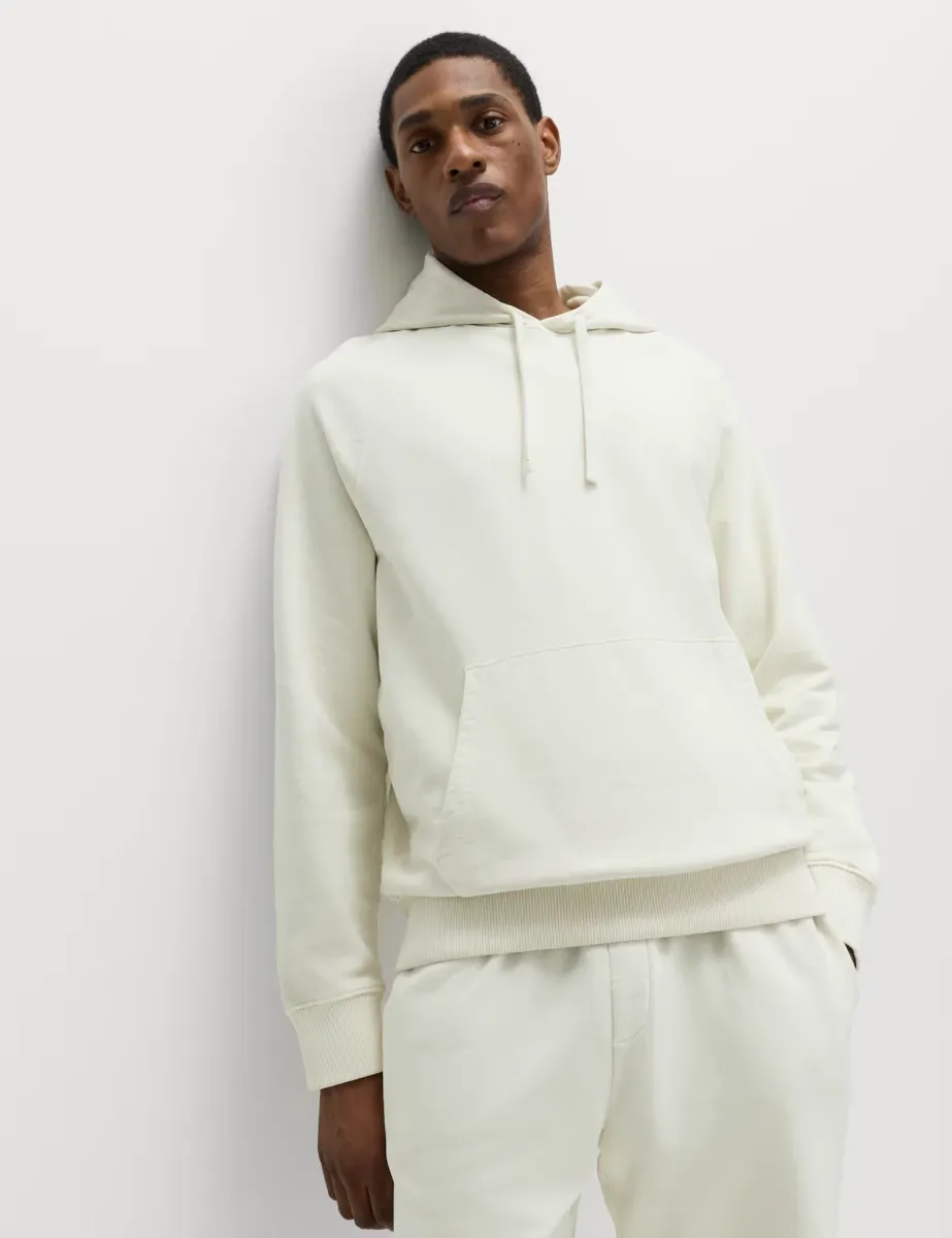 Pure Cotton Garment Dyed Hoodie Ecru