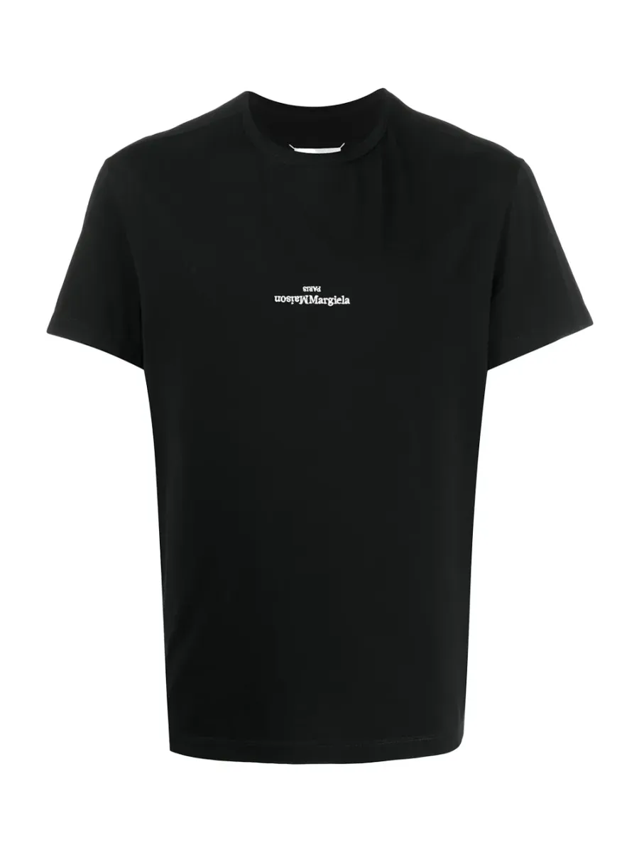 distorted-logo cotton T-shirt Black