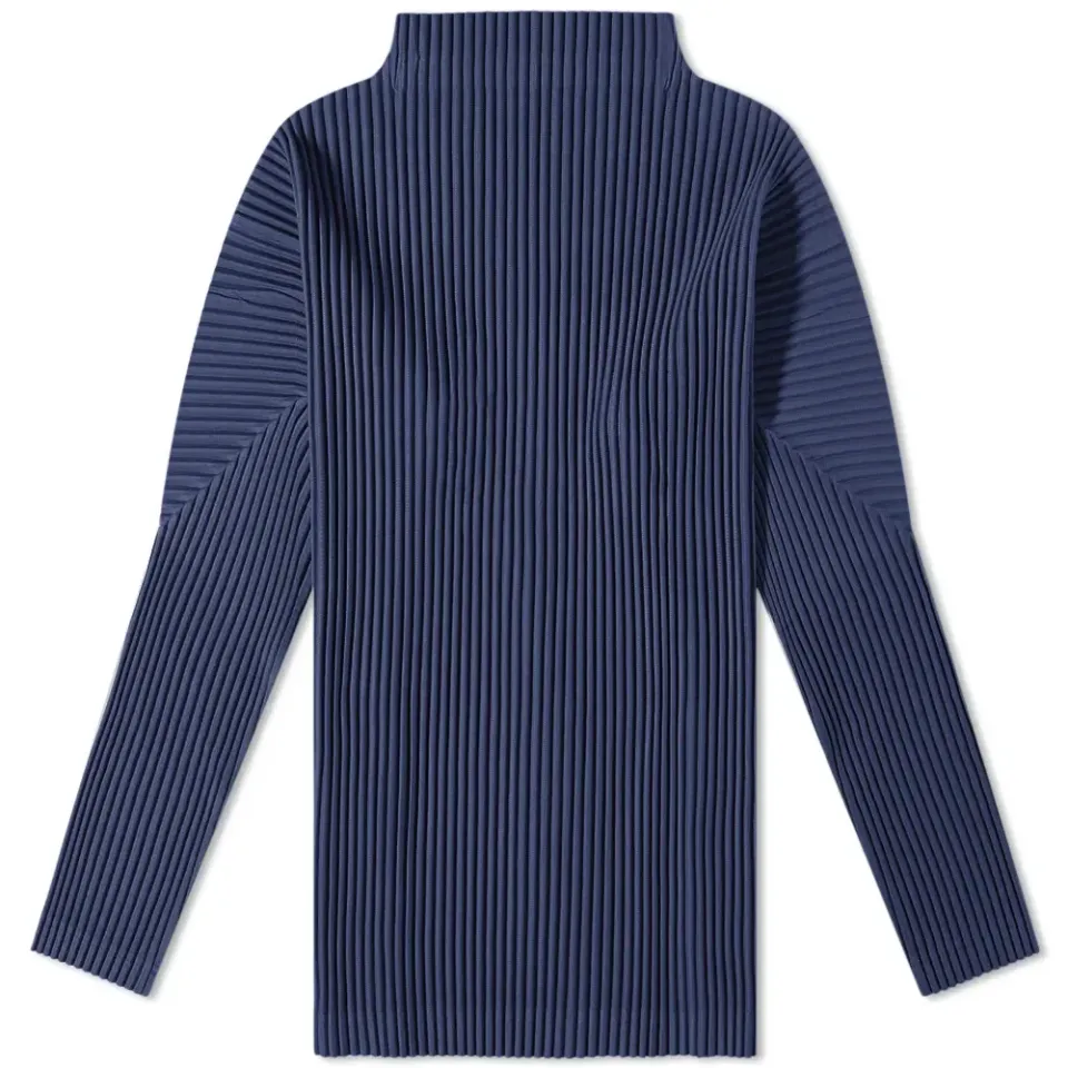 Long Sleeve Pleated Roll Neck