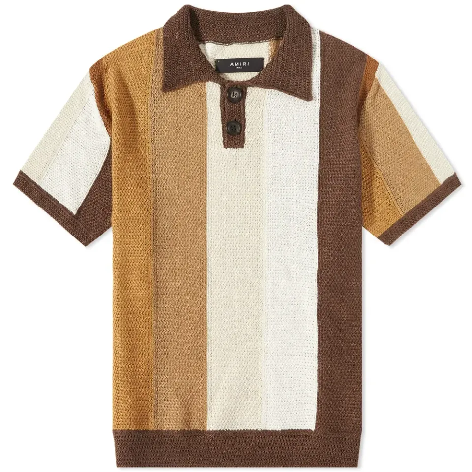 Linen Stripe Knitted Polo