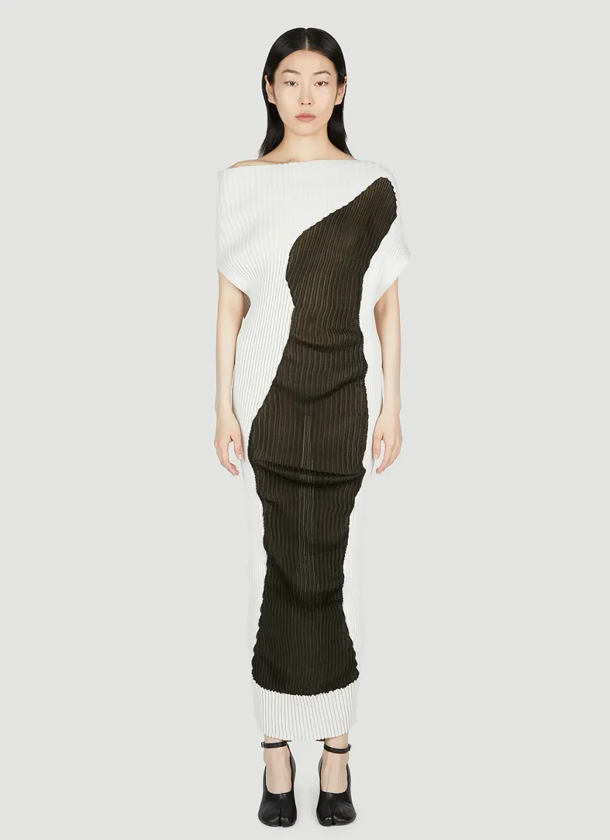 Nude Pleated Dress