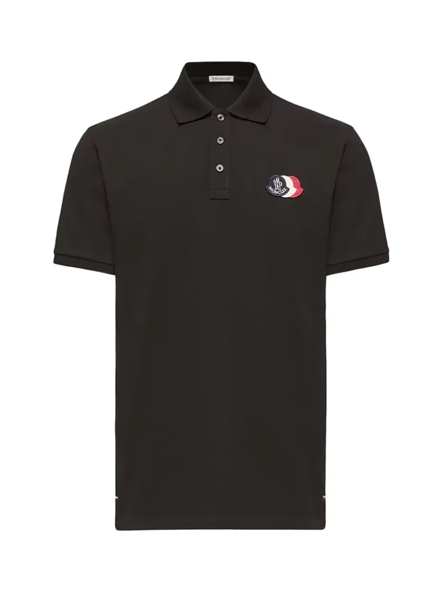 Men Logo Patch Polo Shirt Black