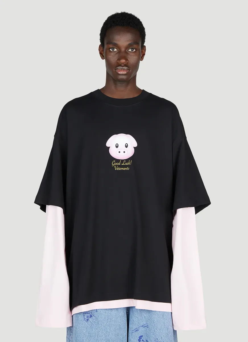Lucky Pig Layered Long Sleeve T-Shirt