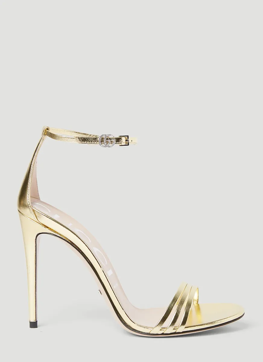 Metallic Leather Heeled Sandals