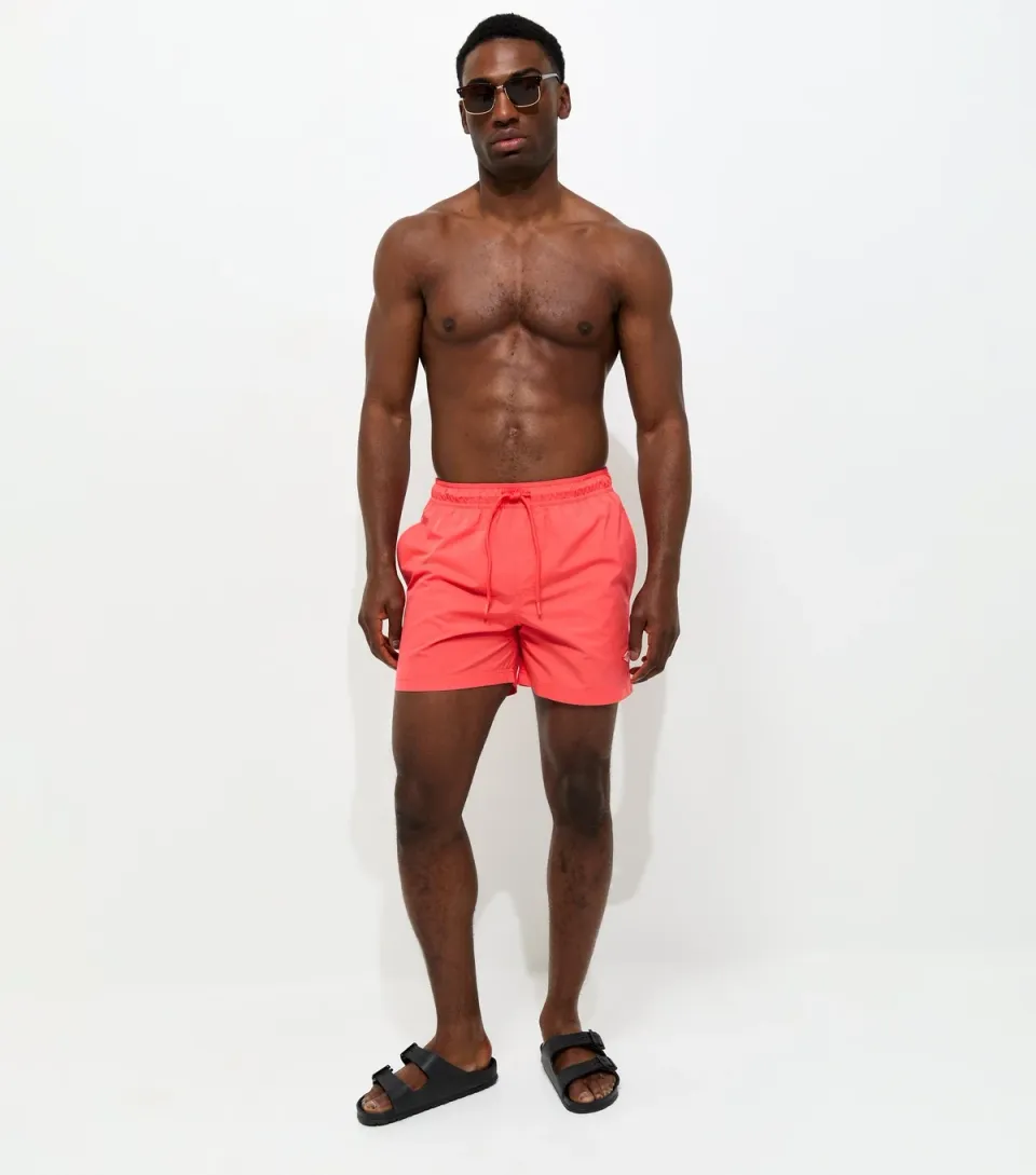 Men's Bright Pink Regular Drawstring Swim Shorts