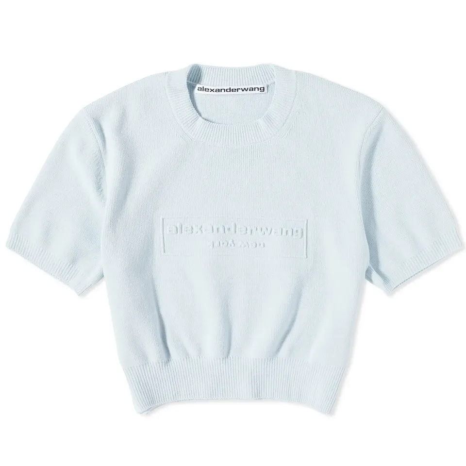 Embossed Logo Rib Knit T-Shirt