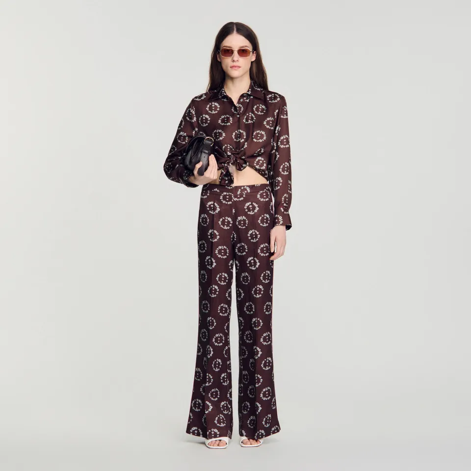 Floral print silk shirt
