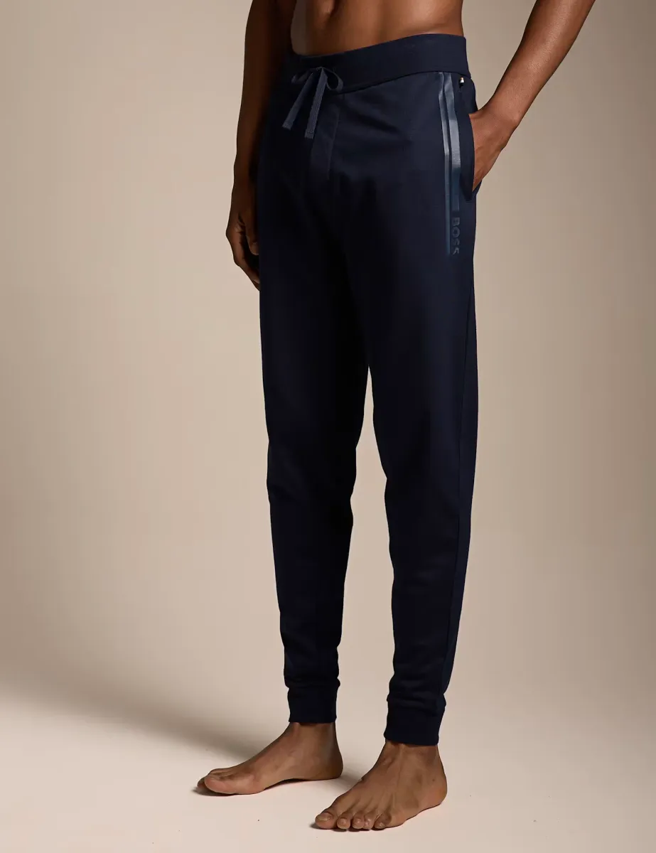 Authentic Cotton Terry Joggers With Logo And Stripe Navy