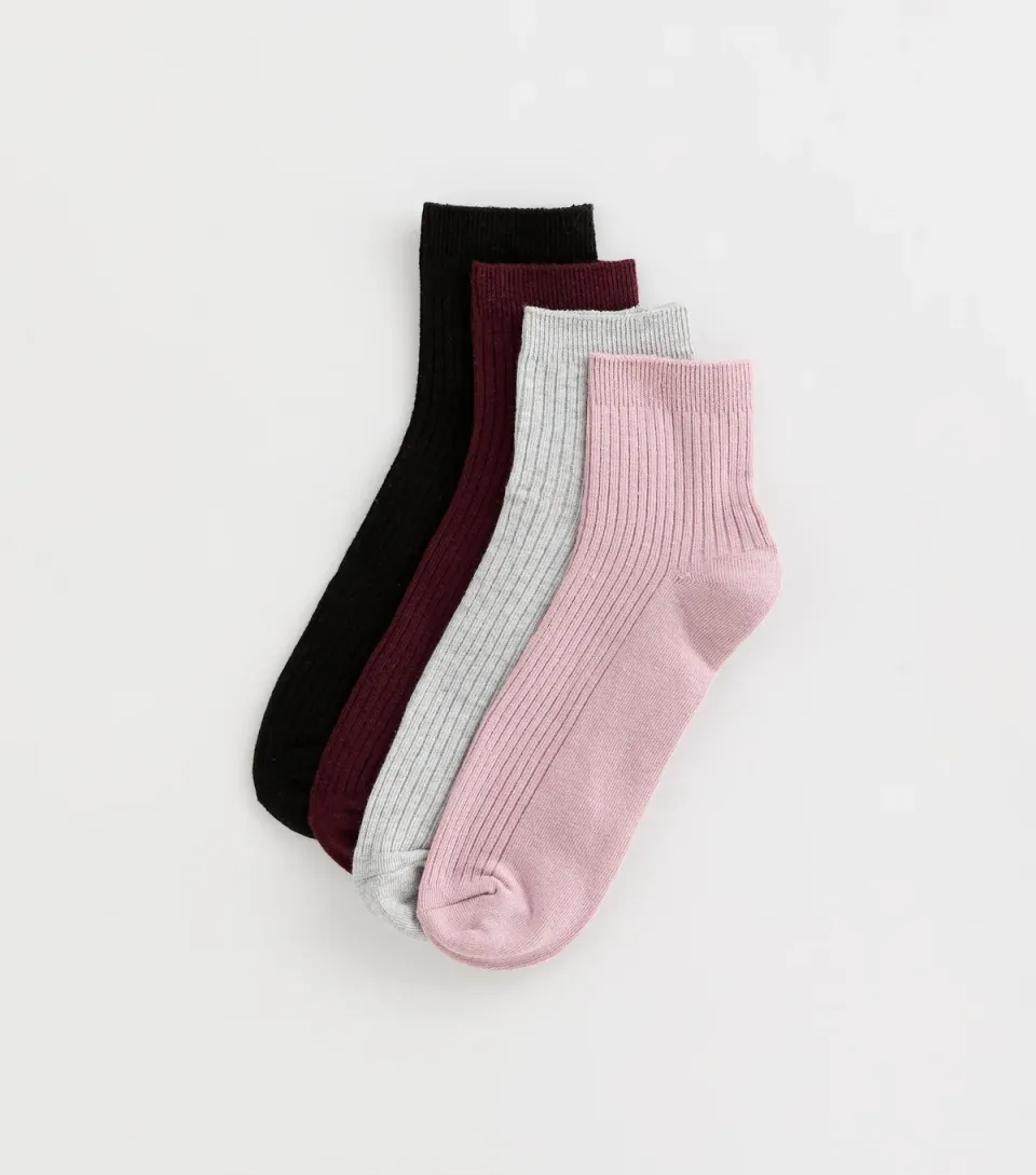 Pack of 4 Multi Colour Ribbed Trainer Socks
