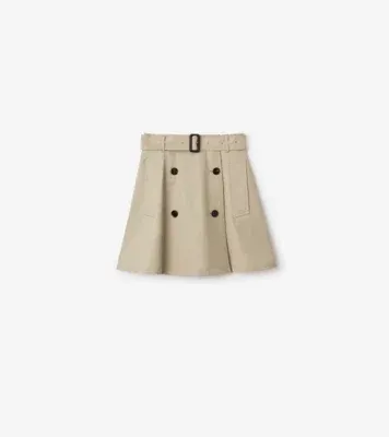 Gabardine Trench Mini Skirt in Quill beige