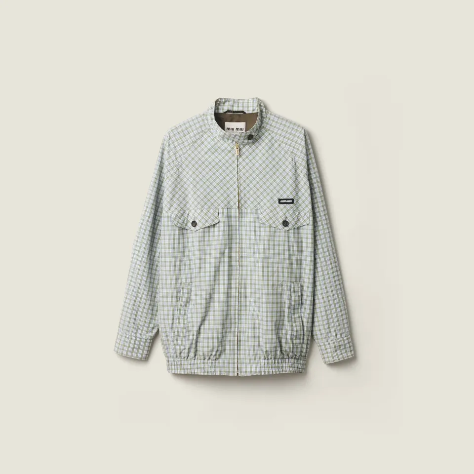 Checked technical fabric blouson jacket