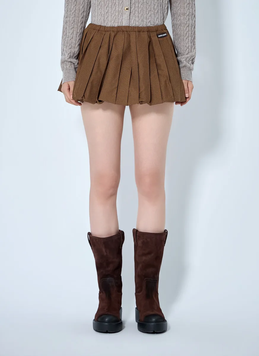 Pleated Gingham Check Mini Skirt