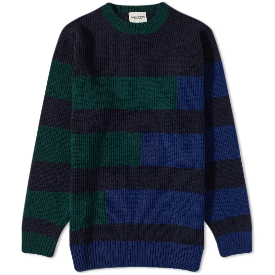 Stepped Stripe Crew Knit