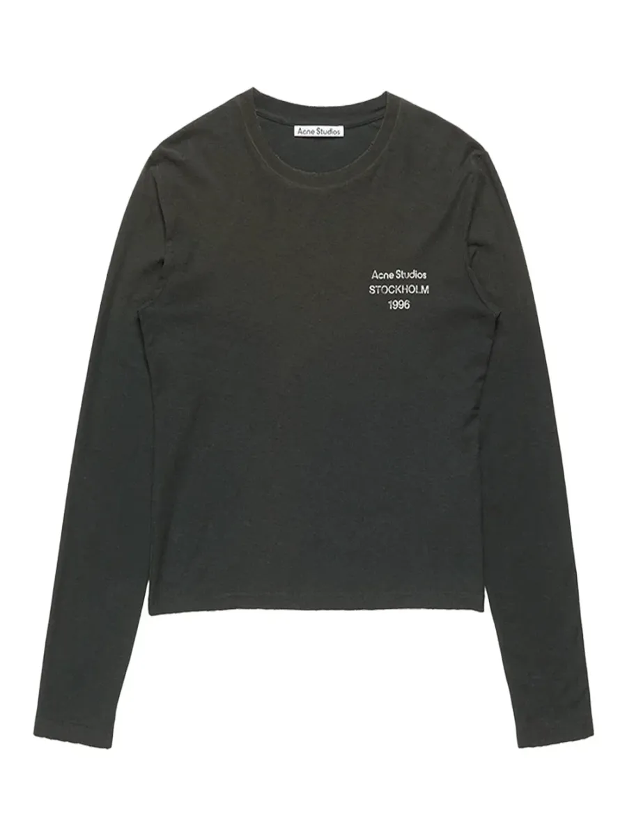 Women Distressed Logo T-Shirt Faded Black