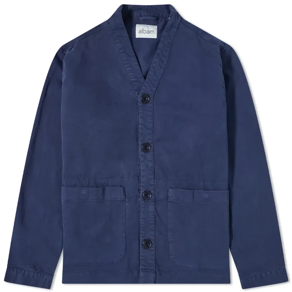 Collarless Twill Work Jacket