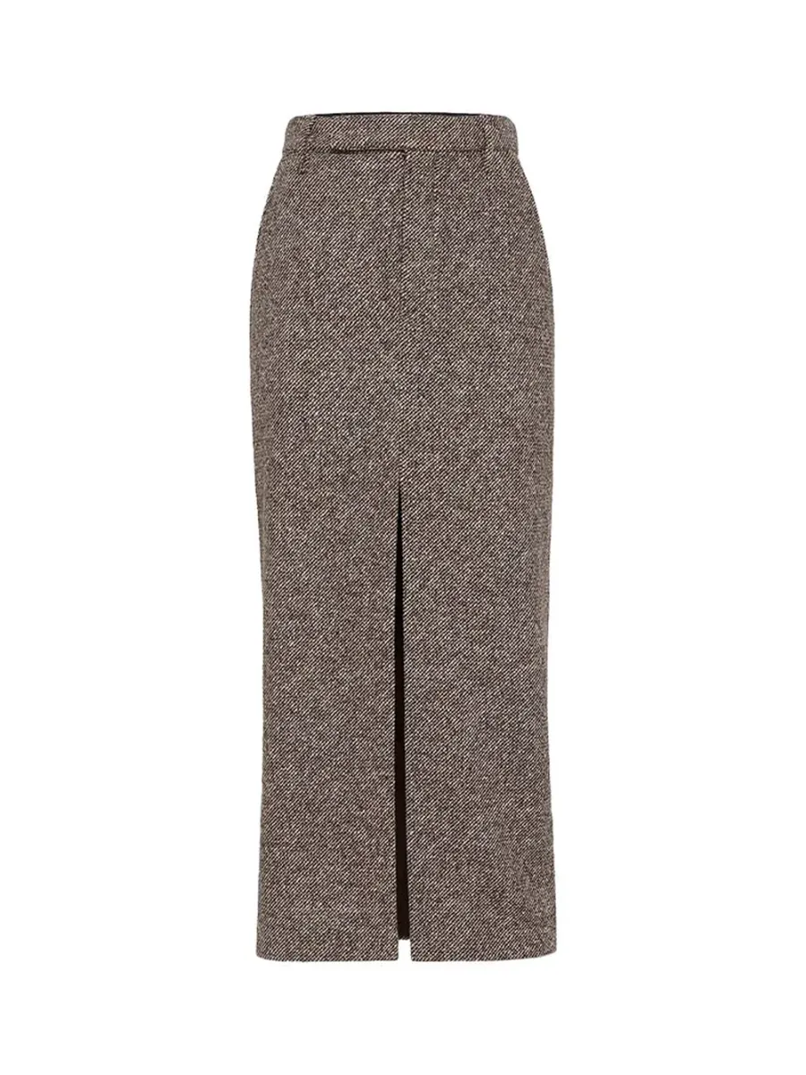 Women sartorial pencil skirt Brown