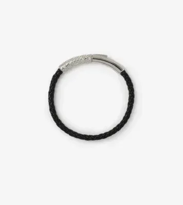 Leather Check Bracelet in Silver/black