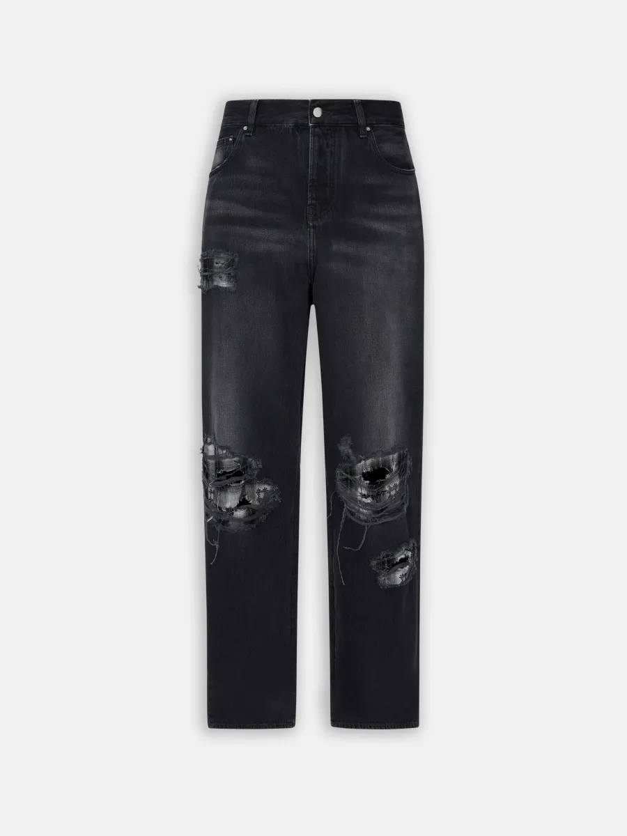 FLANNEL REPAIR BAGGY JEAN - STEEL BLACK